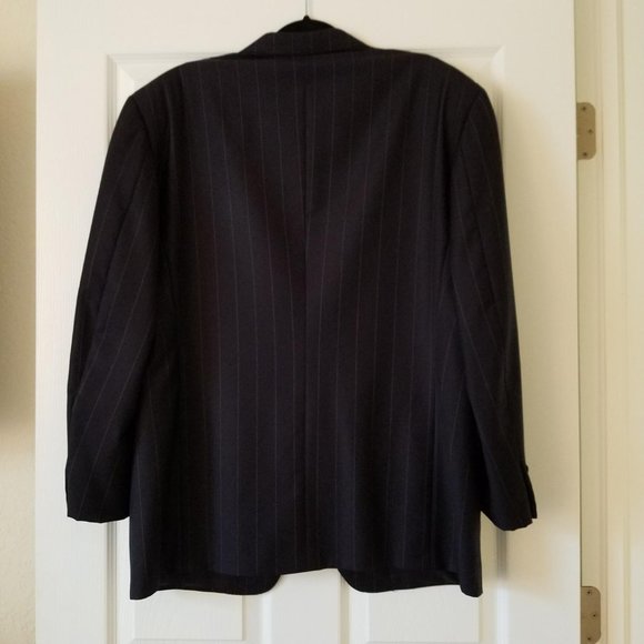EUC Emernegildo Zegna Fine Worsted Super 100's Navy Pinstriped Suit Jacket - Picture 2 of 5